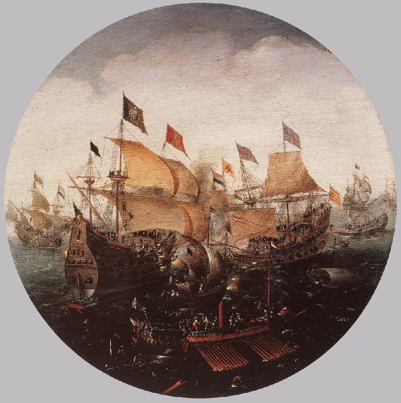 ANTHONISZ, Aert Sea Battle between Dutch and Spanish Boats Sweden oil painting art